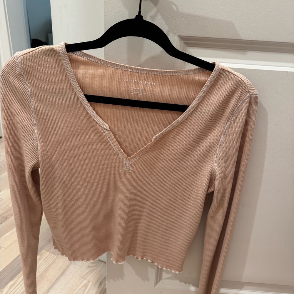 American Eagle Outfitters Cream Crop Blouse